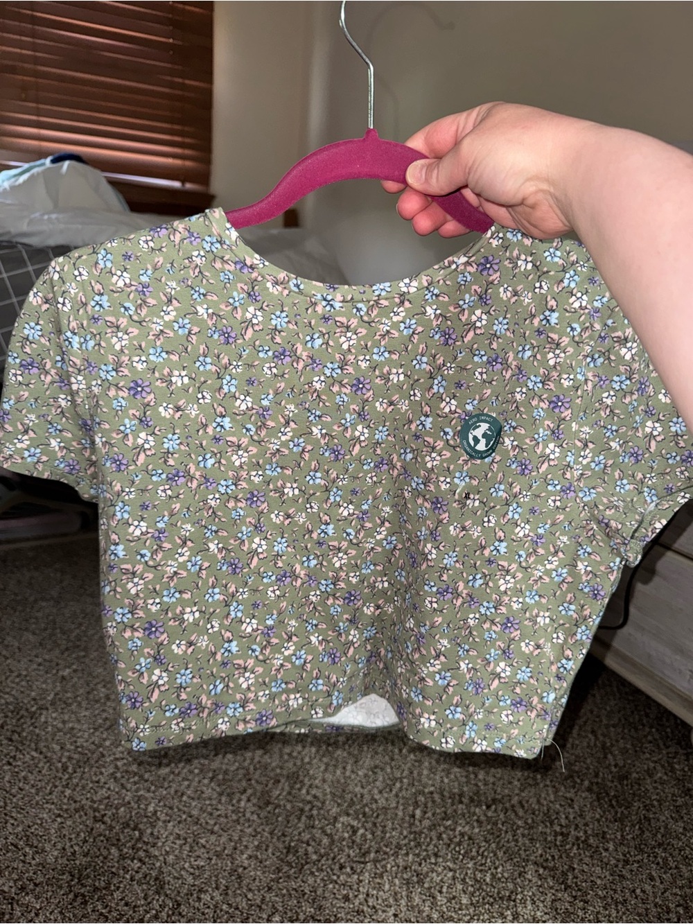 Aeropostale Olive Green Floral Crop Top